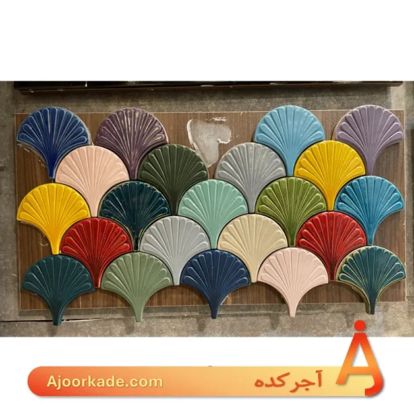 خشت دست‌ساز لعابی طرح پولک ماهی