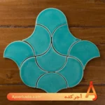 خشت دست‌ساز لعابی طرح پولک ماهی