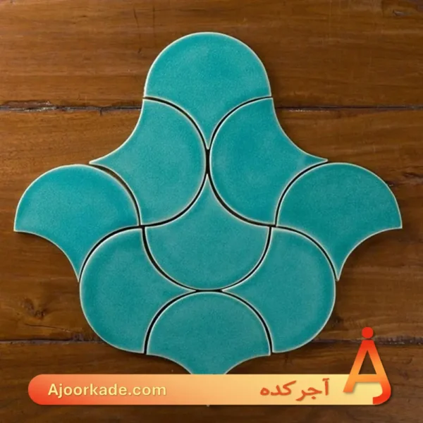 خشت دست‌ساز لعابی طرح پولک ماهی