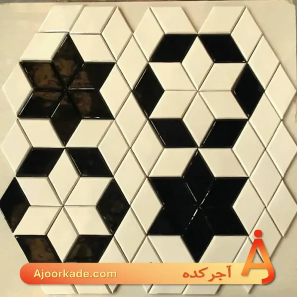 خشت دست ساز لعابی طرح لوزی